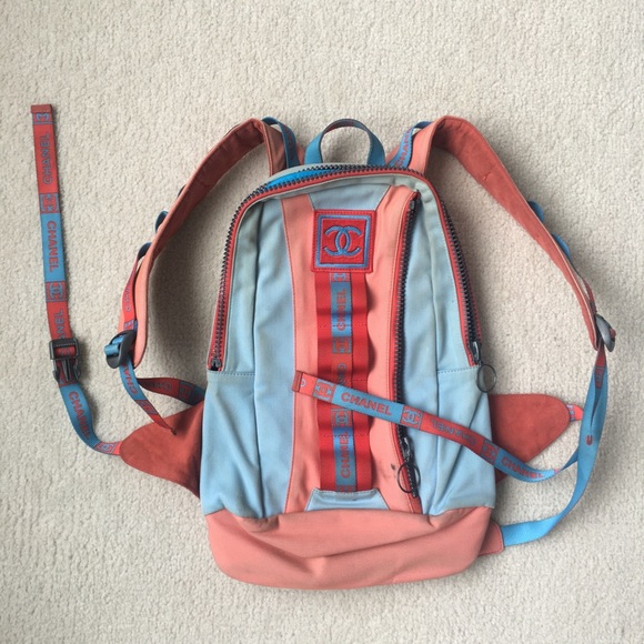 CHANEL Handbags - VINTAGE CHANEL SPORT BACKPACK ORANGE BLUE CANVAS